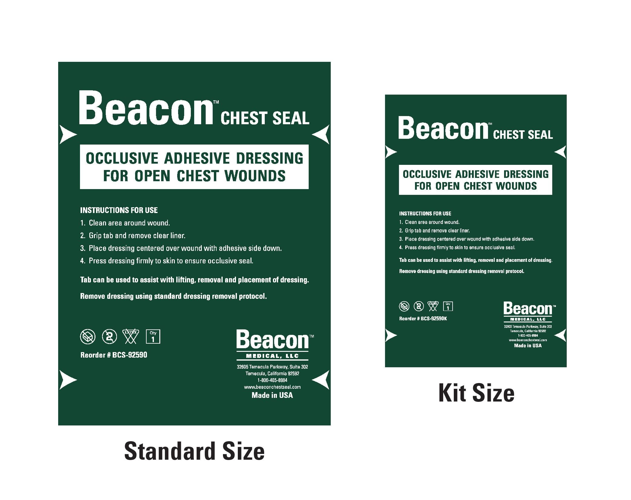 Pansement occlusif Beacon Chest Seal 6" (15 cm) - FORMAT POCHE